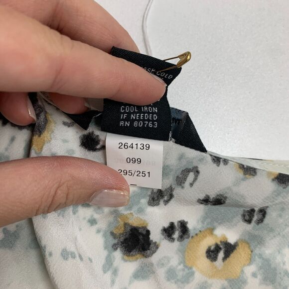 Moda International Silk Blouse Women S Grey Leopard Plunge V Neck Flutter Sleeve - Picture 12 of 14